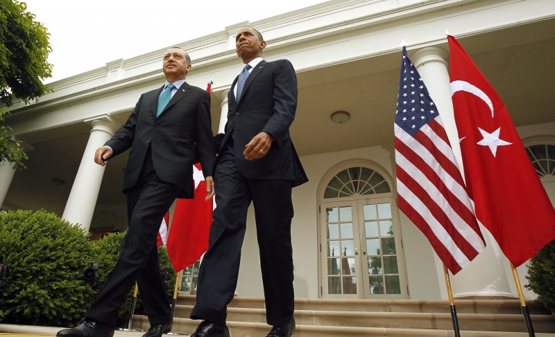 Recep Tayyip Erdogan and Barack Obama in the White House Rose Garden, May 16, 2013. (Kevin Lamarque / Courtesy Reuters)