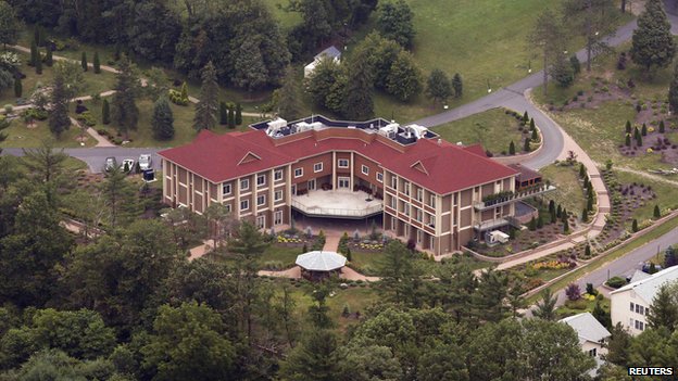 Mr Gulen lives in a smaller building on this private estate in Pennsylvania